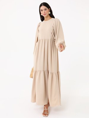 Aerobin Balon Kol Rahat Kesim Elbise Tas Rengi Aerobin Balon Kol Rahat Kesim Elbise Tas Rengi