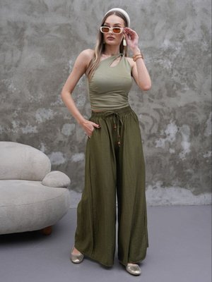 Haki Modal Kumaş Etek Pantolon Haki Modal Kumaş Etek Pantolon