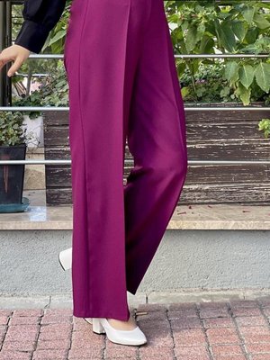 Mürdüm Bol Paça Pantolon