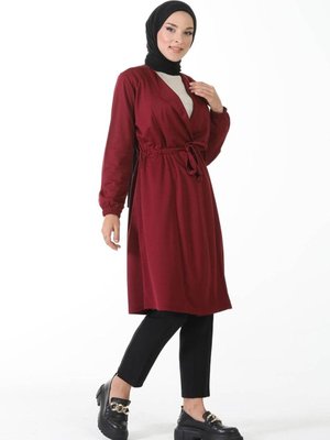 Bordo Kuşak Detaylı Kimono Bordo Kuşak Detaylı Kimono