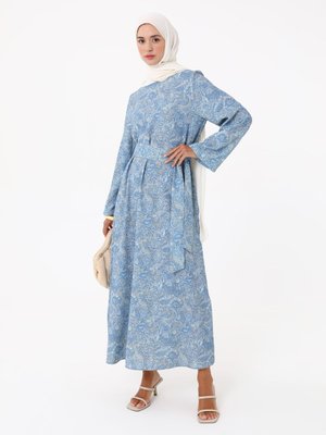 Mavi Baskılı Elbise