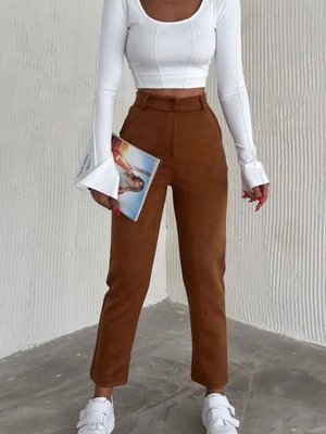 Kremit Süet Havuç Pantolon