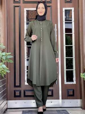 Haki Düğmeli İkili Takım