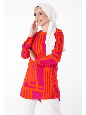 Fusya Desenli Tunik Fuşya