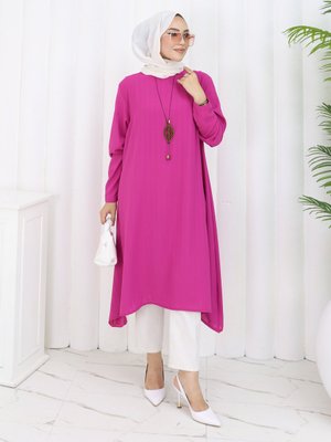 Fuşya Büyük Beden Tunik
