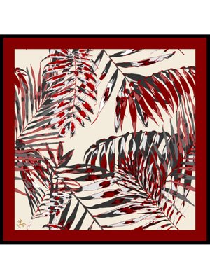 Krem Çiçekli Desen Black Seri Twill Eşarp Askısı İle Birlikte 90x90 Cm Bordo