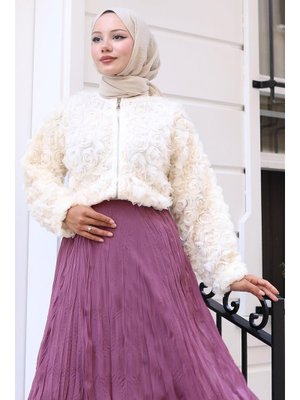 Krem Gül Dokulu Ceket Krem Gül Dokulu Ceket