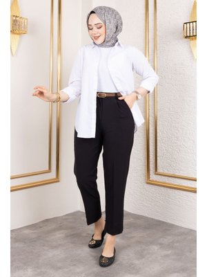 Siyah Kemerli Yüksek Bel Havuç Pantolon Siyah Kemerli Yüksek Bel Havuç Pantolon