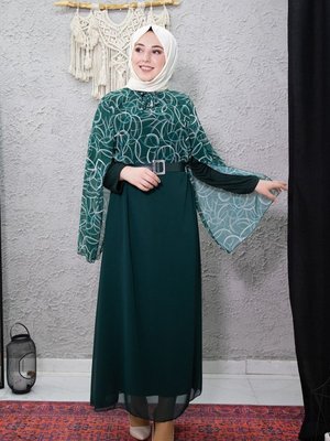 Yeşil Desenli Elbise