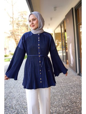 Lacivert Dik Piliseli Modal Burgonya Gömlek