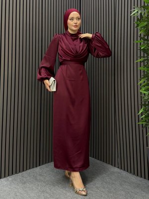 Bordo Degaje Abiye Elbise Bordo Degaje Abiye Elbise