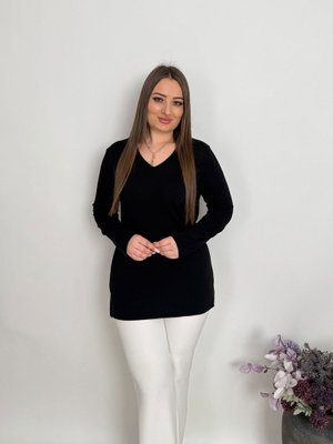 Siyah Büyük Beden V Yaka Triko Bluz