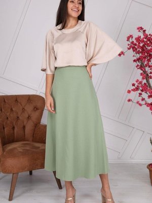 Mint Uzun Mevsimlik Fermuarlı Kloş Etek Mint Uzun Mevsimlik Fermuarlı Kloş Etek