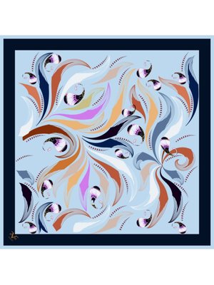 Lacivert Abstract Desen Black Seri Twill Eşarp Askısı İle Birlikte 90x90 Cm Mavi