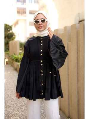 Siyah Dik Piliseli Modal Burgonya Gömlek