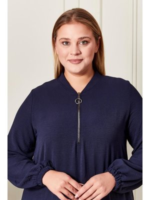 Lacivert Büyük Beden Ayrobin Kumaş Tunik Lacivert Büyük Beden Ayrobin Kumaş Tunik