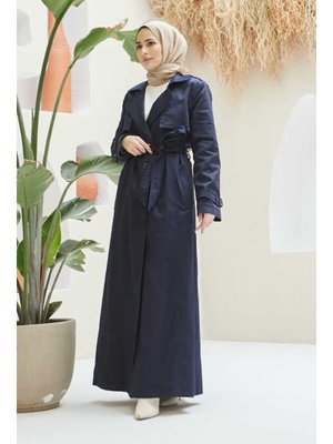 Lacivert Uzun Trençkot