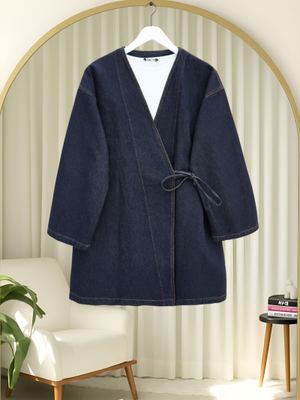 K.laci Yandan Bağlamalı Kot Kimono