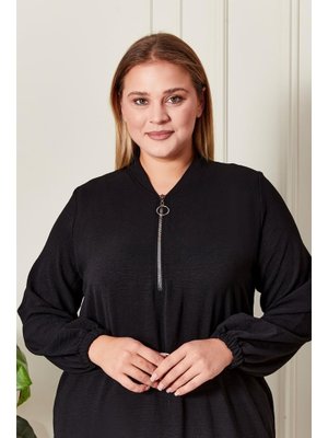 Siyah Büyük Beden Ayrobin Kumaş Tunik Siyah Büyük Beden Ayrobin Kumaş Tunik