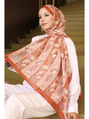 Kiremit Etnik Desenli Şal