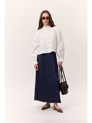 Lacivert Crush Saten Etek Lacivert Crush Saten Etek