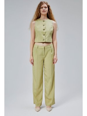 Pantolon Takım Haki Çizgili Modal Yelek