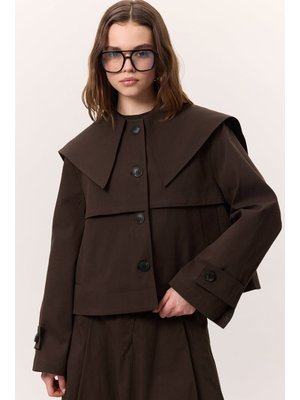 Kahverengi Geniş Yaka Gabardin Ceket Kahverengi Geniş Yaka Gabardin Ceket