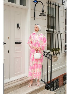 Pembe Renkli Desen Elbise Pembe Renkli Desen Elbise