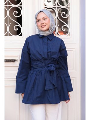 Lacivert Bali Poplin Gömlek