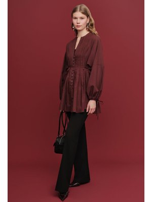 Bordo Nervür Detaylı Vual Tunik Bordo Nervür Detaylı Vual Tunik