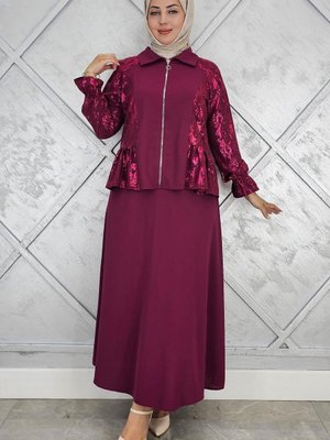 Bordo Büzgü Detaylı İkili Takım