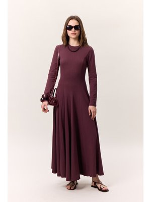 Bordo Kuplu Uzun Kollu Elbise Bordo Kuplu Uzun Kollu Elbise