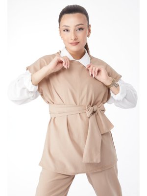 Bej Kısa Kollu İkili Takım