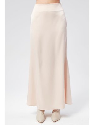 Ekru Midi Saten Etek