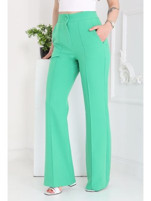 Yeşil Yeşıl Çımalı Kumaş Pantolon Yeşil Yeşıl Çımalı Kumaş Pantolon