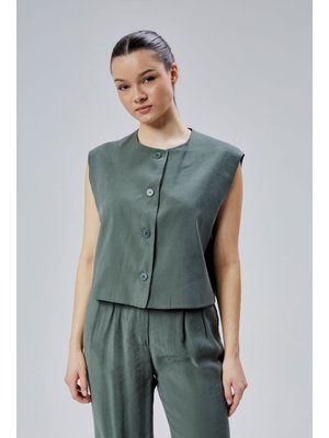 Yeşil Regular Modal Kumaş Yelek