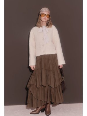 Haki Katlı Boho Vual Etek Haki Katlı Boho Vual Etek