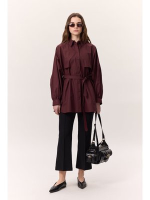 Bordo Trenç Tasarım Gömlek