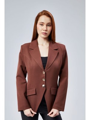 Kahverengi Regular Fit Dokuma Ceket