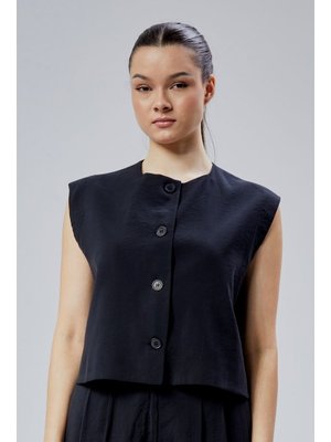 Siyah Regular Modal Kumaş Yelek