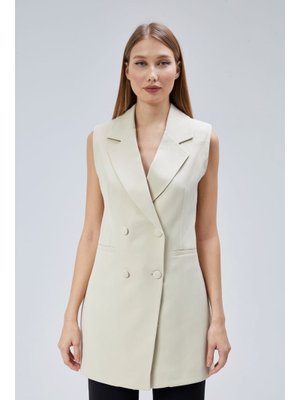 Uzun Kruvaze Dokuma Yelek Taş