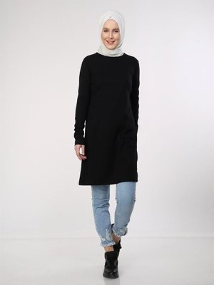 Siyah Doğa Sade Basic Tunik
