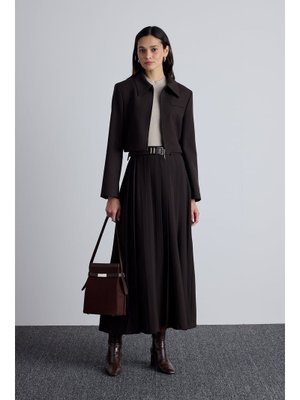 Acı Kahve Klasik Kesim Crop Blazer Ceket Acı Kahve Klasik Kesim Crop Blazer Ceket