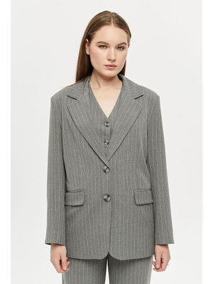Gri Çizgi Detaylı Blazer Ceket