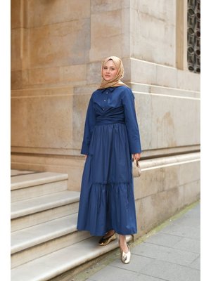 Lacivert Büzgü Detaylı Etek Lacivert Büzgü Detaylı Etek