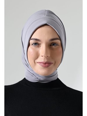 Üç Farklı Bağlamalı Hazır Pratik Şal Gri Üç Farklı Bağlamalı Hazır Pratik Şal Gri