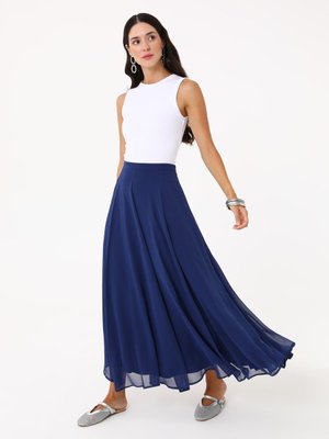 Lacivert Şifon Etek