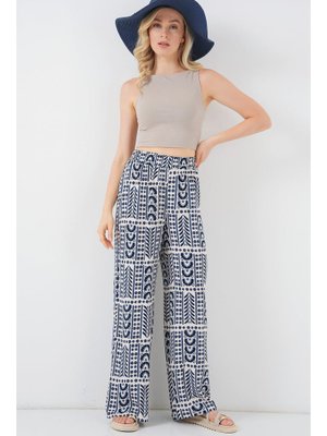 Krem Desenli Viskon Pantolon Krem Desenli Viskon Pantolon