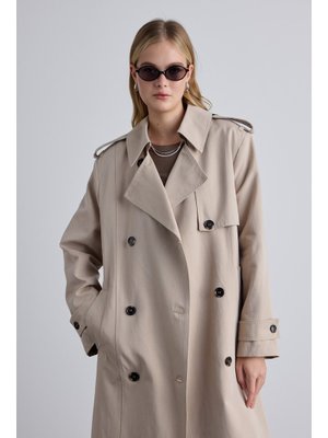 Anıka Kruvaze Kemerli Trençkot Taş Anıka Kruvaze Kemerli Trençkot Taş