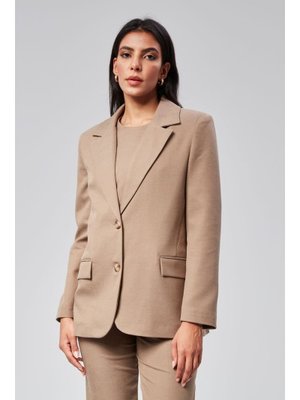 Camel Yırtmaç Detaylı Blazer Ceket